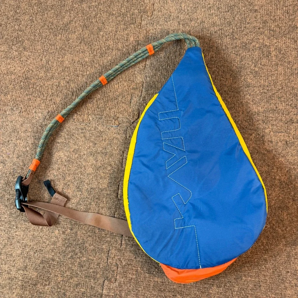 Kavu Rope Bag Sling Backpack Colorblock Yellow Orange Blue Crossbody Hiking Bag